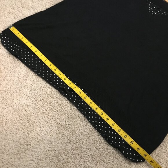 Reitmans Black Rayon Cotton Sweater With Polka Dot Fabric Insert - Picture 13 of 15